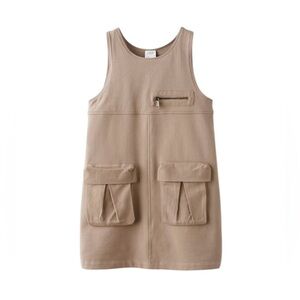Zara girls size 9Y plush pocket pinafore dress